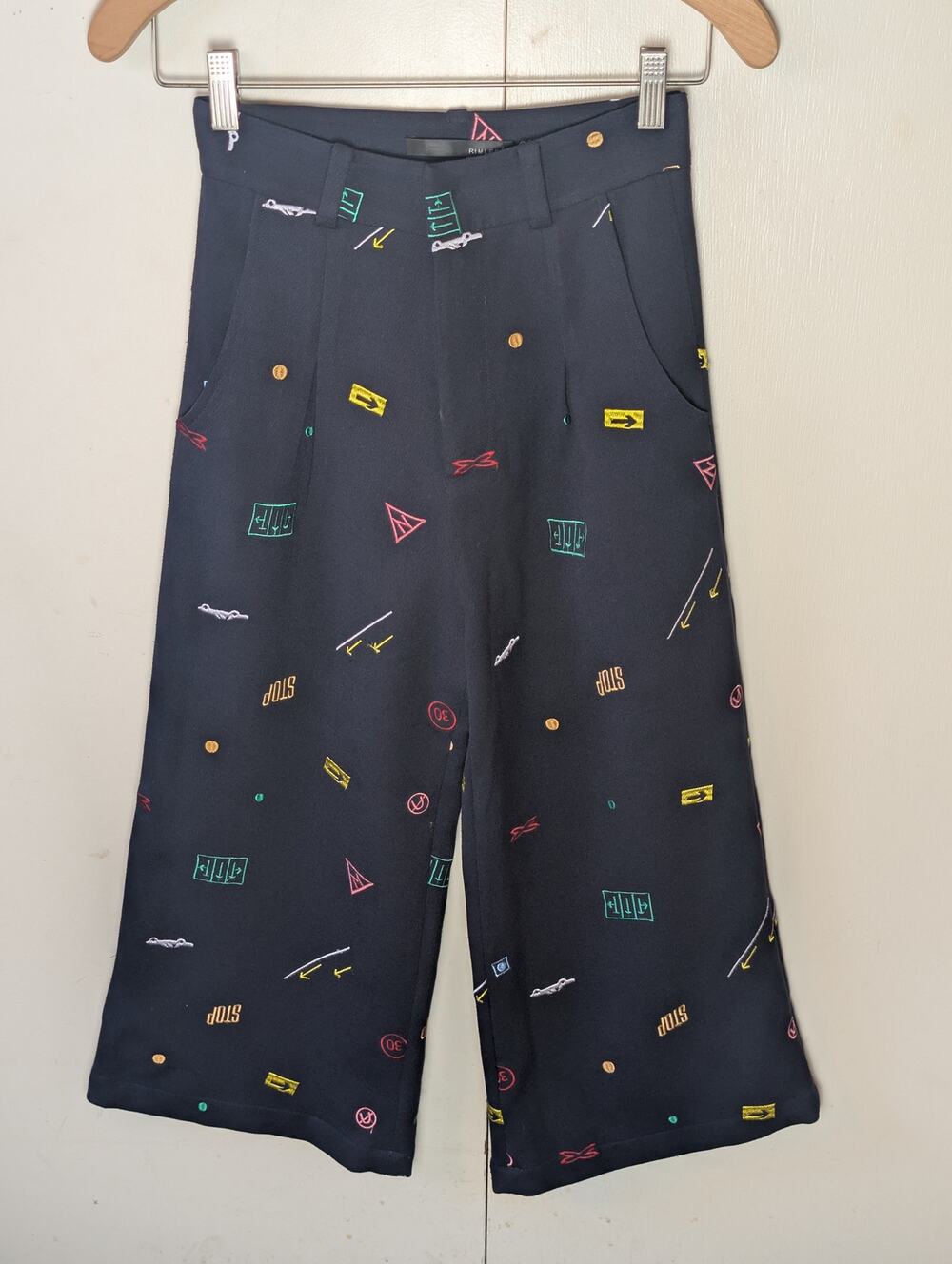 Rimless Dark Blue Embroidered Pants XS